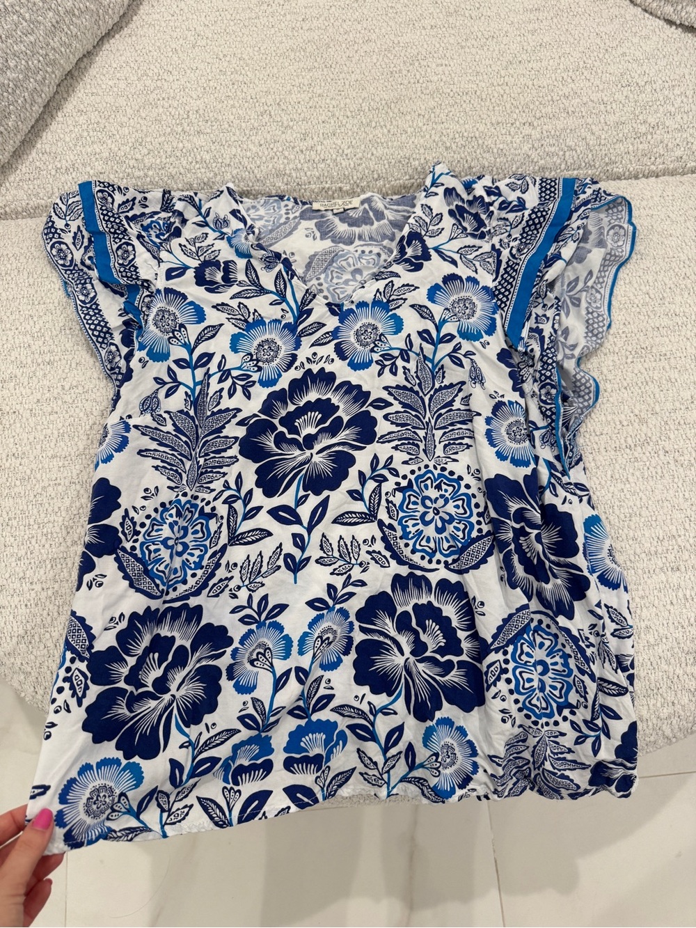 Rachel Zoe Floral Blue & White Plus Size Top